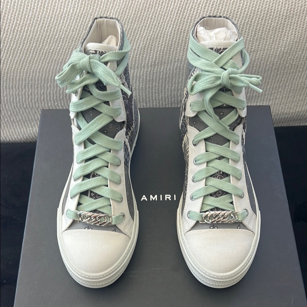 Amiri Men’s High-Top Sneakers - Mint Green gray and White SIZE 44